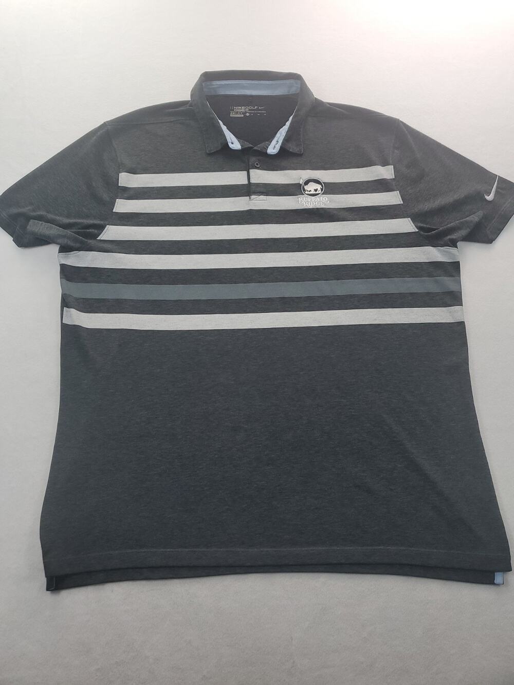 Nike Golf - Buffalo Ridge Logo-Polo Shirt Men's XL Heather Gray With Stripes